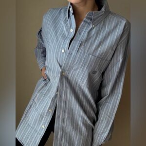 Chaps blue Striped Button-down Shirt men’s L oversized menswear preppy